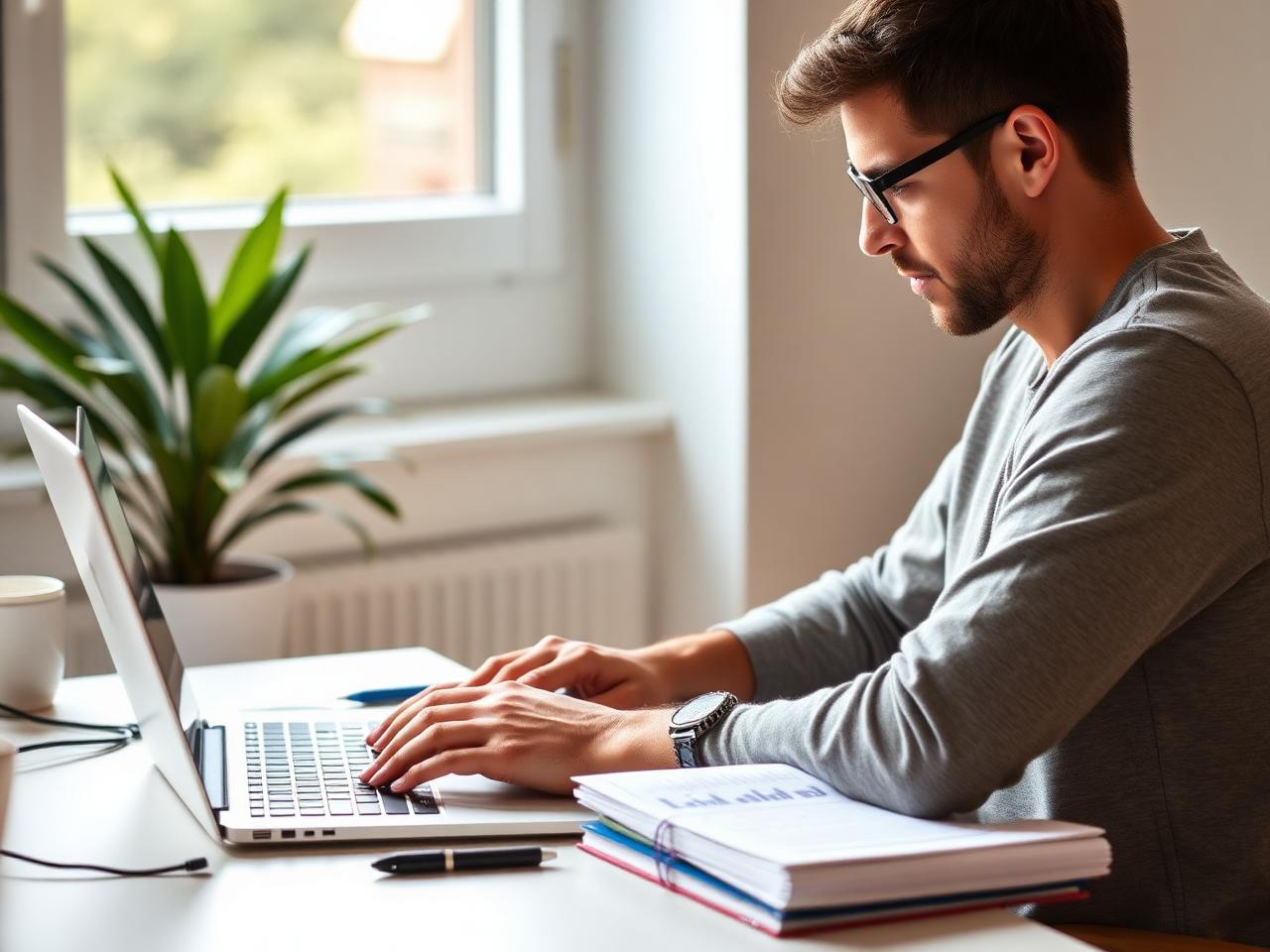 Online-Studierender lernt am Laptop